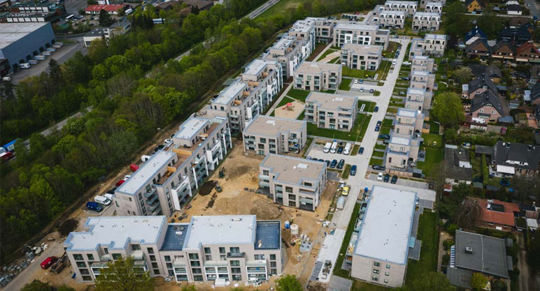 Das bislang größte Projekt für Broßmann und Matzen: Neubau von 190 Wohneinheiten, 22 Reihenhäuser und 10 Doppelhaushälften.